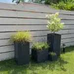 Cetabever Schuttingbeits grey wash voorbeeld in een tuin