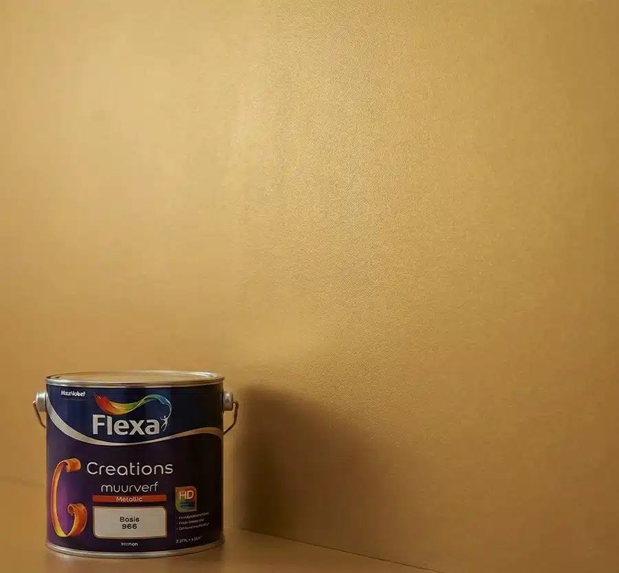 Flexa Creations Muurverf Metallic voorbeeld op de muur