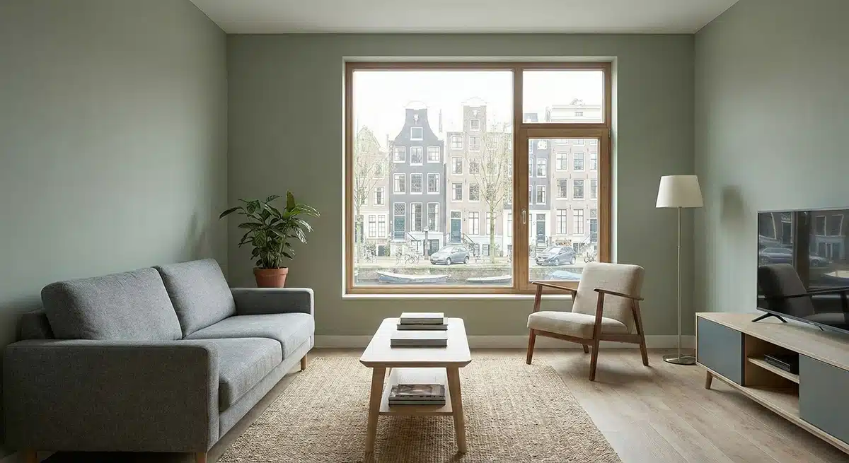 Flexa Pure muurverf extra mat op de muren in een Nederlandse woonkamer