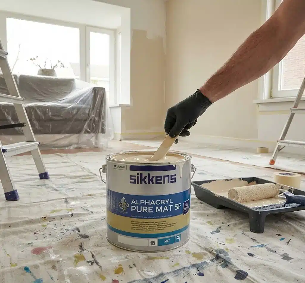 Roerhoutje in Sikkens Alphacryl Pure Mat SF