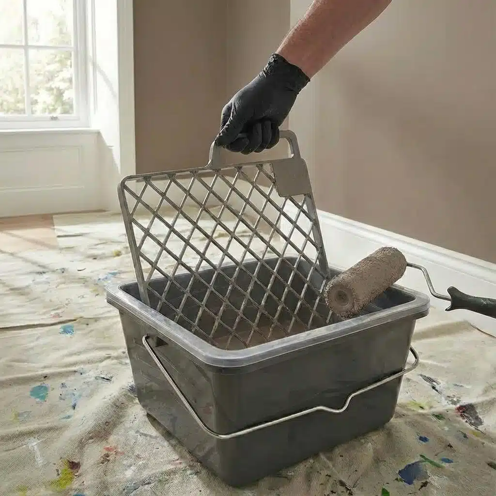 Verfrooster in verfbak vasthouden