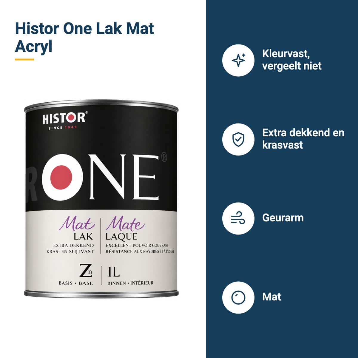 histor one lak mat acryl kenmerken