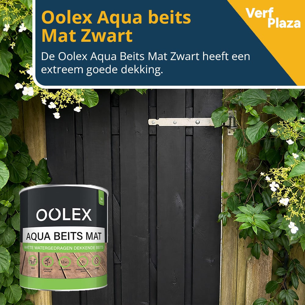 Oolex Aqua Beits Mat Zwart extreem goede dekking