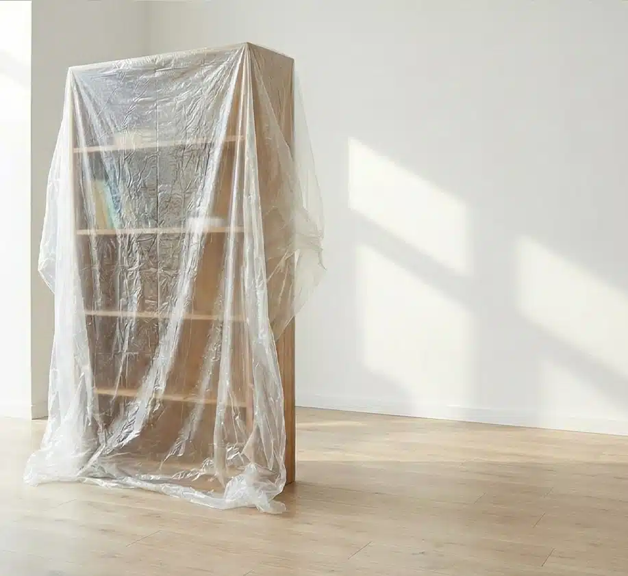 Afdekfolie over een kast