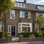 Rijtjeshuis met witte kozijnen hoogglans
