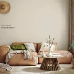 Kleur Portland Stone 77 voorbeeld op een muur