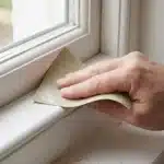 Schuurpapier a4 op een kozijn