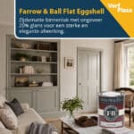 Farrow and Ball Flat Eggshell in zijdematte woonkamer