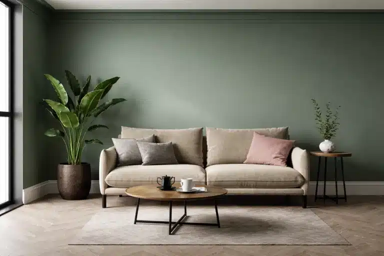 Extra matte muurverf in het groen op een muur