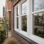 Witte zijdeglans buitenkozijn net geschilderd