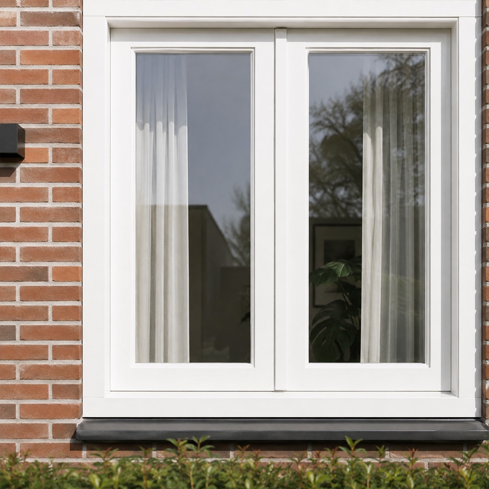 Zijdeglans witte buitenkozijnen
