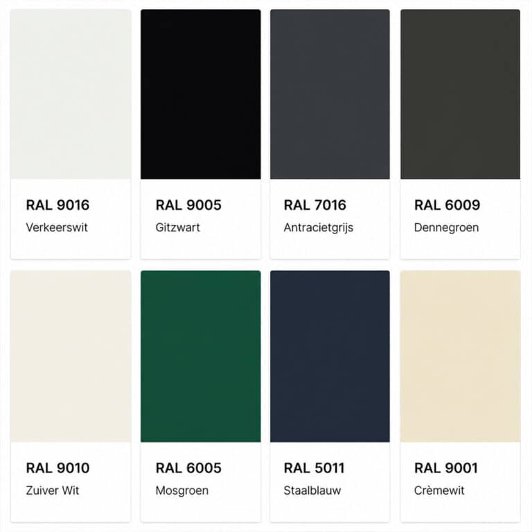 Verzameling RAL kleuren voor keukenkastjes