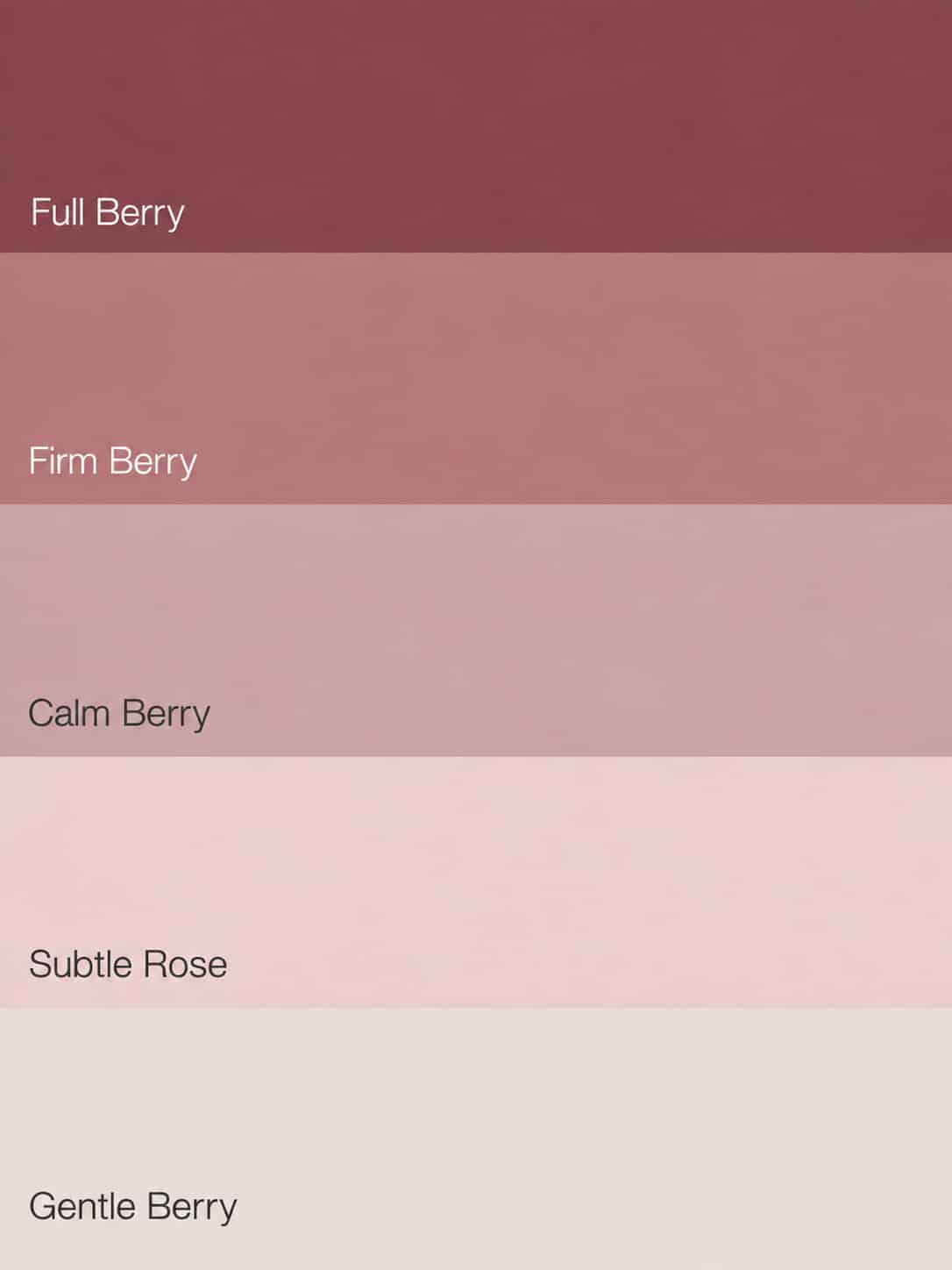 Flexa Pure Kleurstaal Collectie Berry overzicht