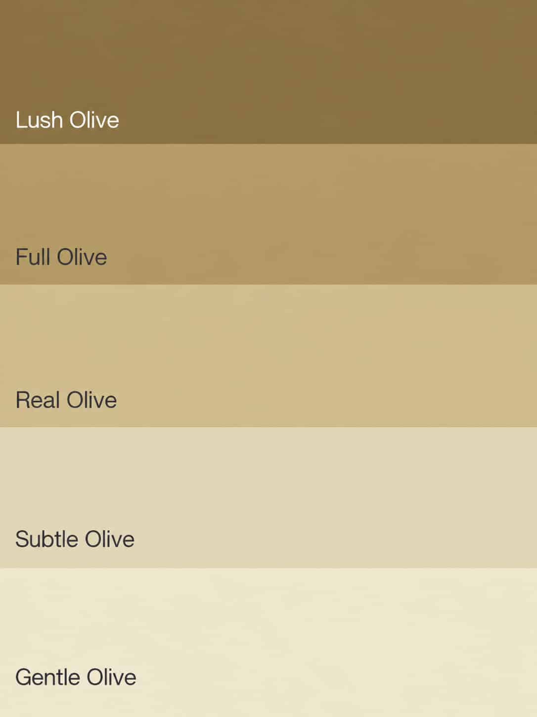 Flexa Pure Kleurstaal Collectie Olive overzicht