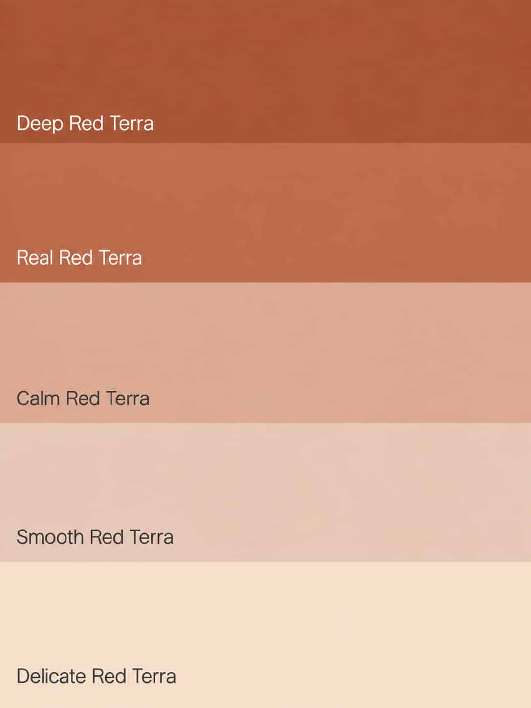 Flexa Pure Kleurstaal Collectie Red Terra overzicht