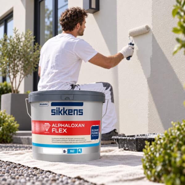 Gestucte buitenmuur schilderen met Sikkens Alphaloxan Flex
