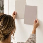 Testen kleurstalen Calm Taupe en Fine Taupe
