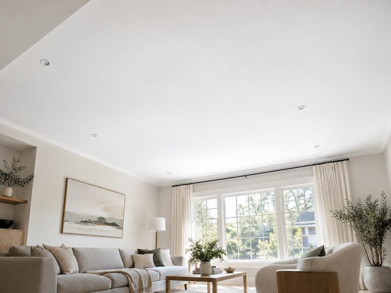 Voorbeeld plafond geschilderd met Wijzonol Plafond  en Spacklatex