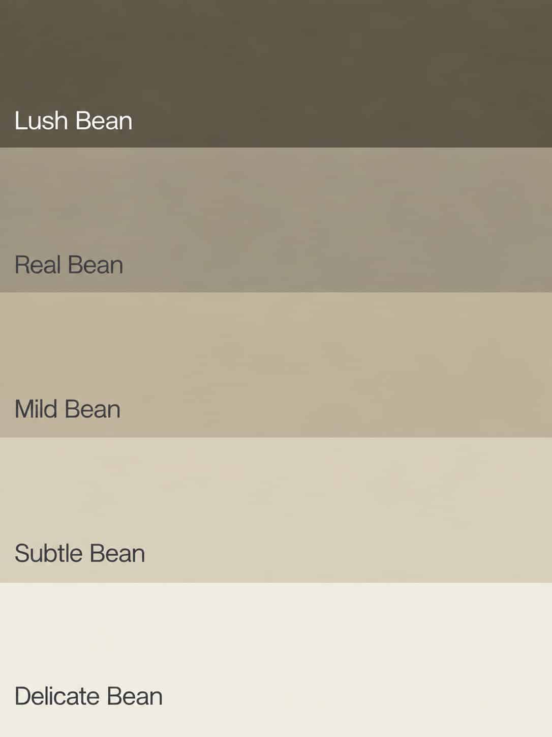 Flexa Pure Kleurstaal Collectie Bean overzicht