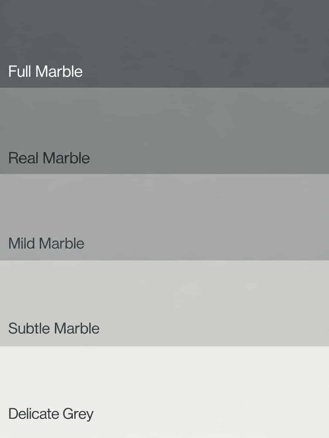 Flexa Pure Kleurstaal Collectie Marble overzicht