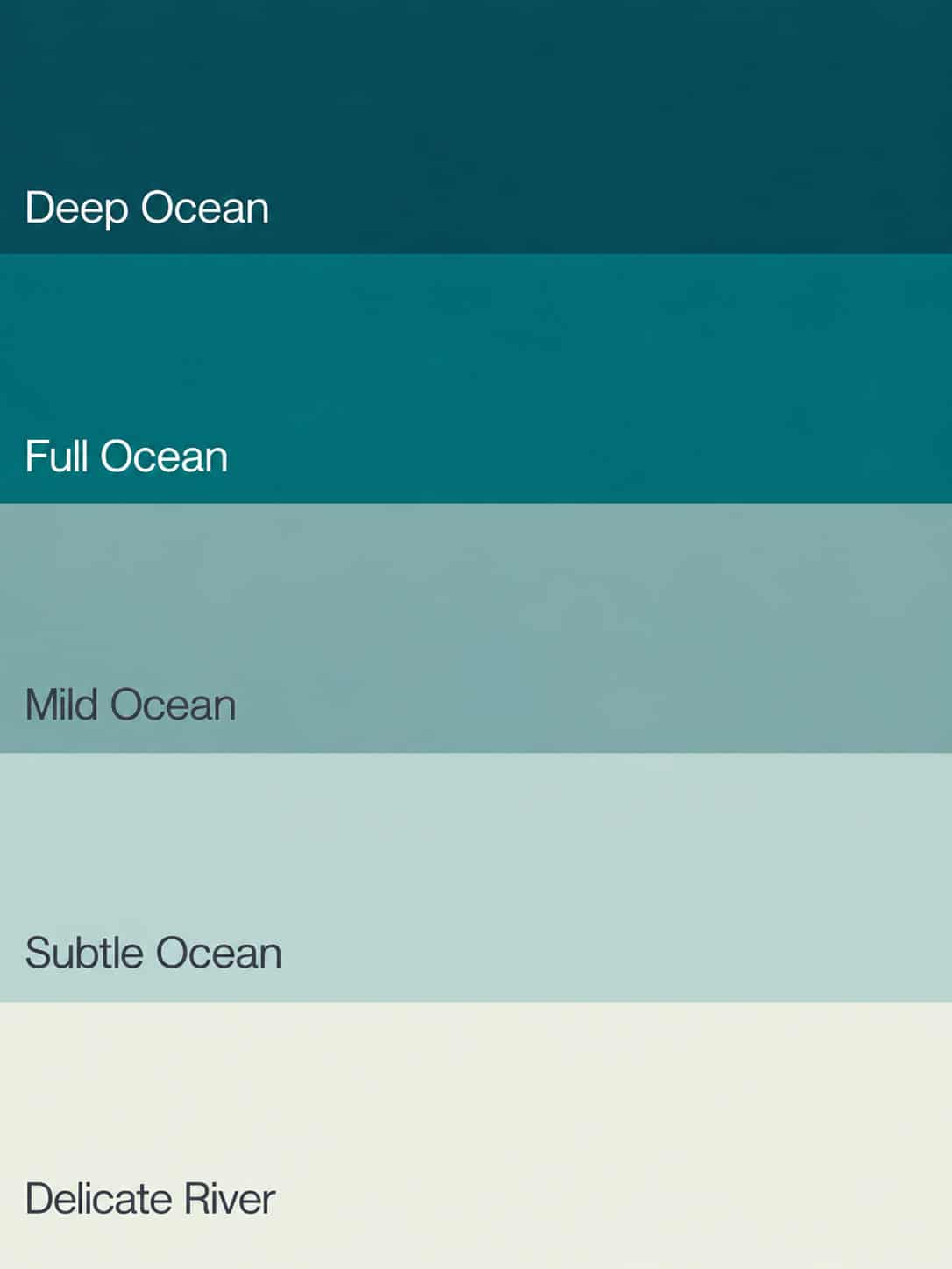 Flexa Pure Kleurstaal Collectie Ocean overzicht