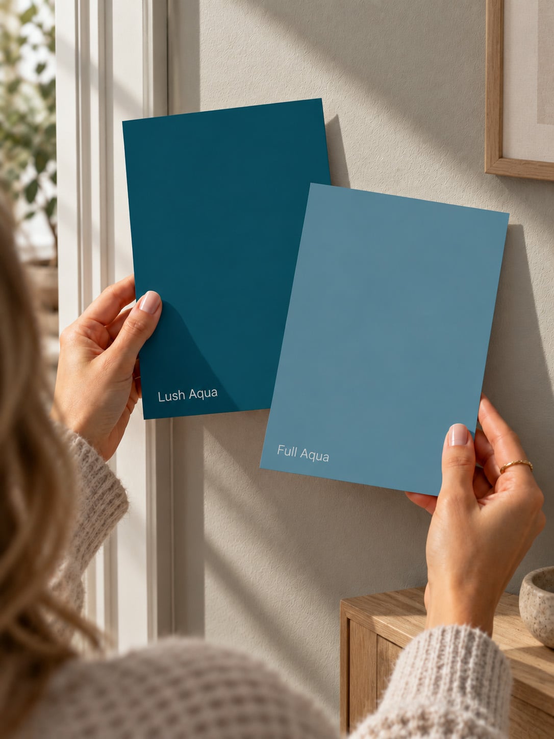 Testen Flexa Pure Kleurstaal Collectie Aqua Lush Aqua en Full Aqua