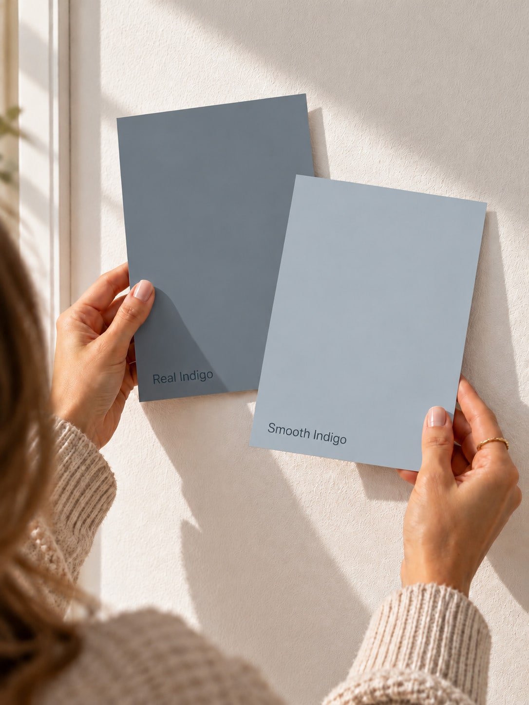 Testen Flexa Pure Kleurstaal Collectie Indigo Real Indigo en Smooth Indigo