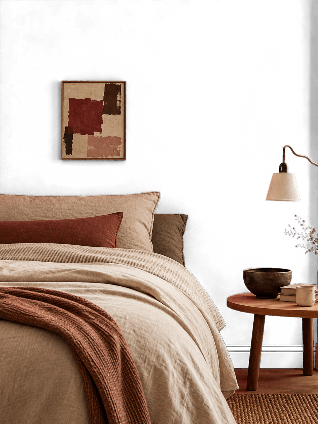 Slaapkamer bedframe met muur